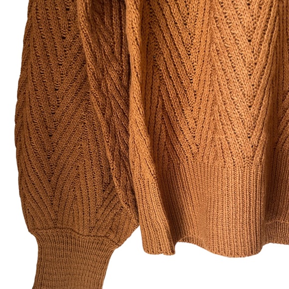 Chestnut Mock Neck Lantern Sleeve Knit Sweater - Picture 4 of 4